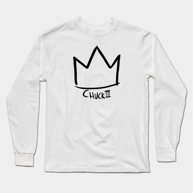 King Chuck III Crown (black drawing) Long Sleeve T-Shirt by TJWDraws